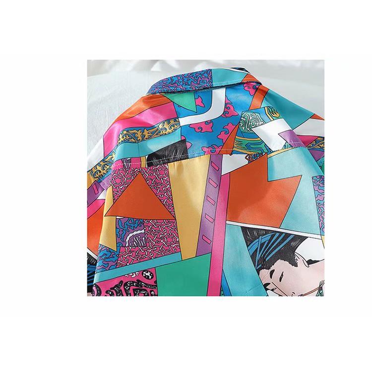 Áo sơ mi nam họa tiết hoa văn ngắn tay phong cách Hawaii