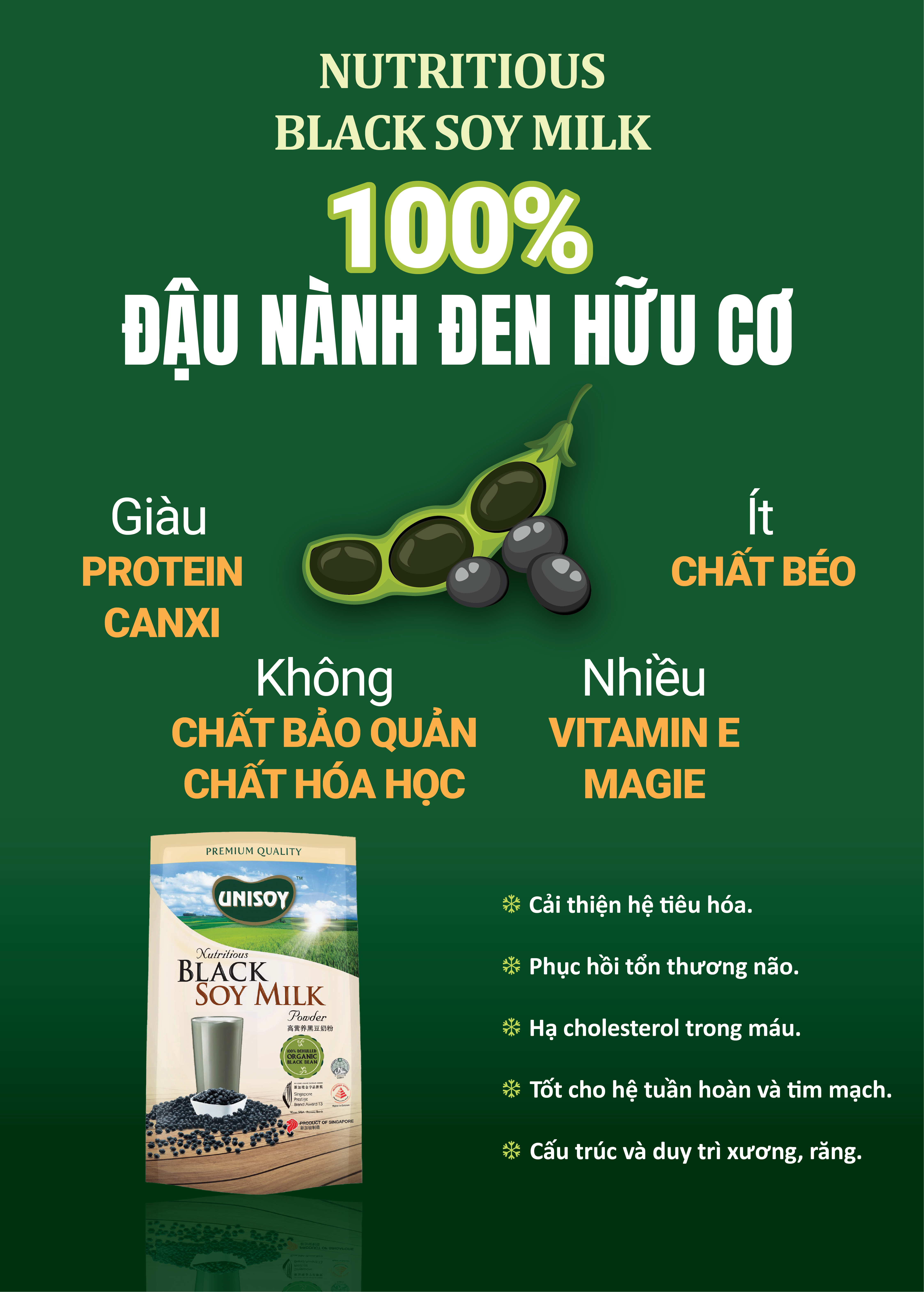 Bột tàu hủ Singapore 500gr - 100% hạt đậu nành hữu cơ UNISOY CHÍNH HÃNG