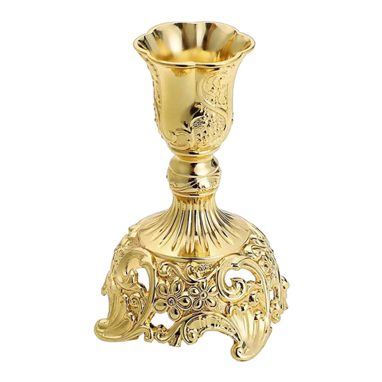 Metal Flowers Candlestick Holders Home Dinner Candle Holder Gold 3x3x4inch