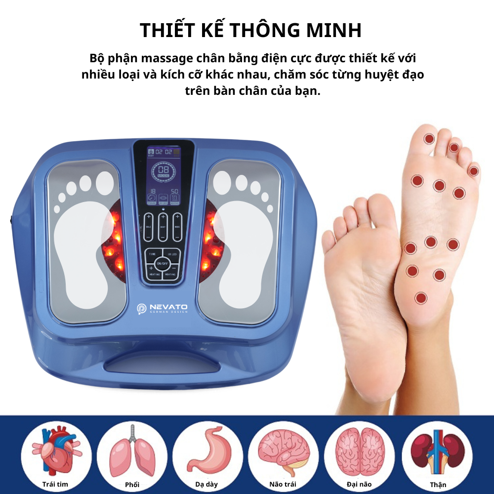 Máy Massage Châm Cứu Chân Và Toàn Thân Tăng Lưu Thông Khí Huyết Bằng Xung Điện Nevato NVE1310