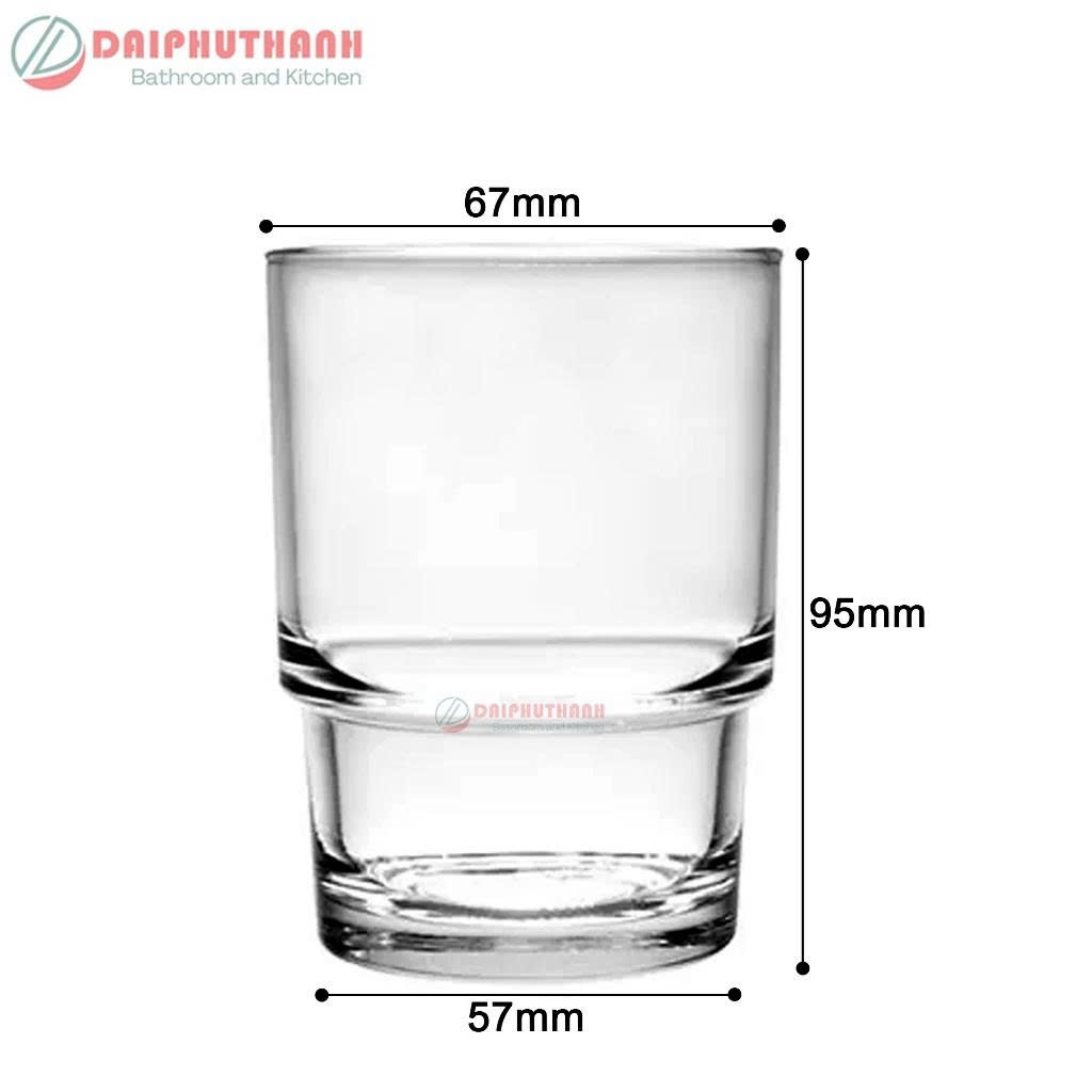 Cốc Ly Thuỷ Tinh Trong Suốt 240ml Cao 95mm Rộng 67mm - Kiểu ly có gờ hạn chế trơn trượt tay