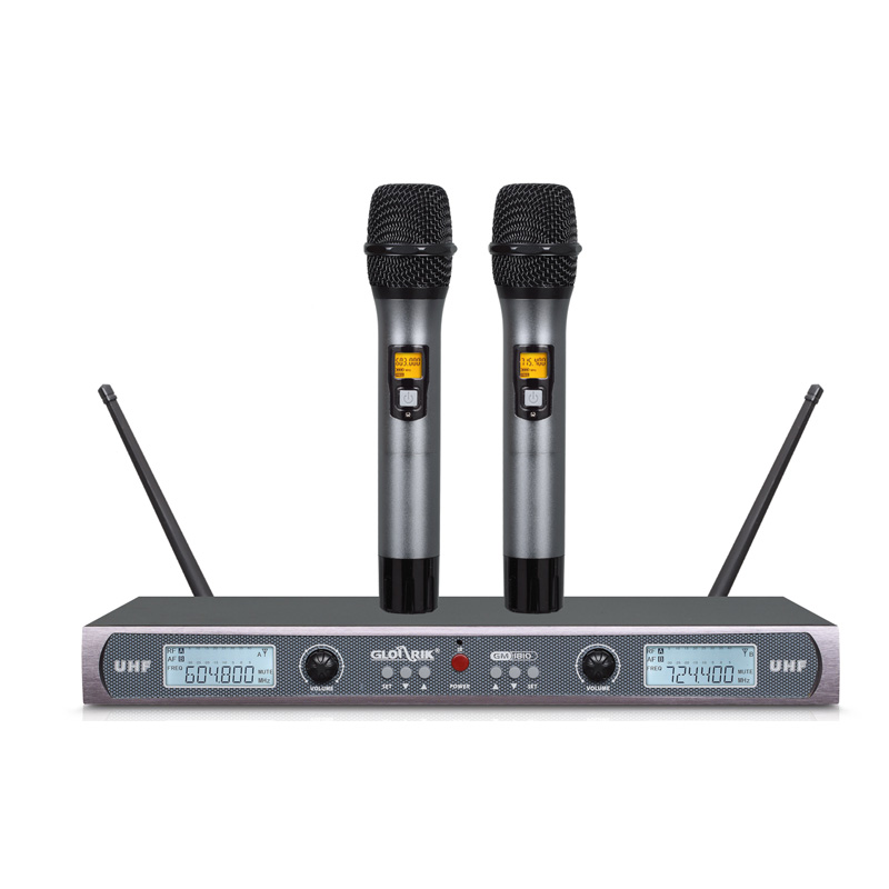 Bộ Mic không dây UHF cao cấp Glosrik GM-1810 - UHF Wireless Microphone Glosrik GM-1810 ( Gồm 2 Mic cầm tay, Đầu thu, Nguồn AC, 2 cặp Pin AA 1.5V ) – Hàng chính hãng