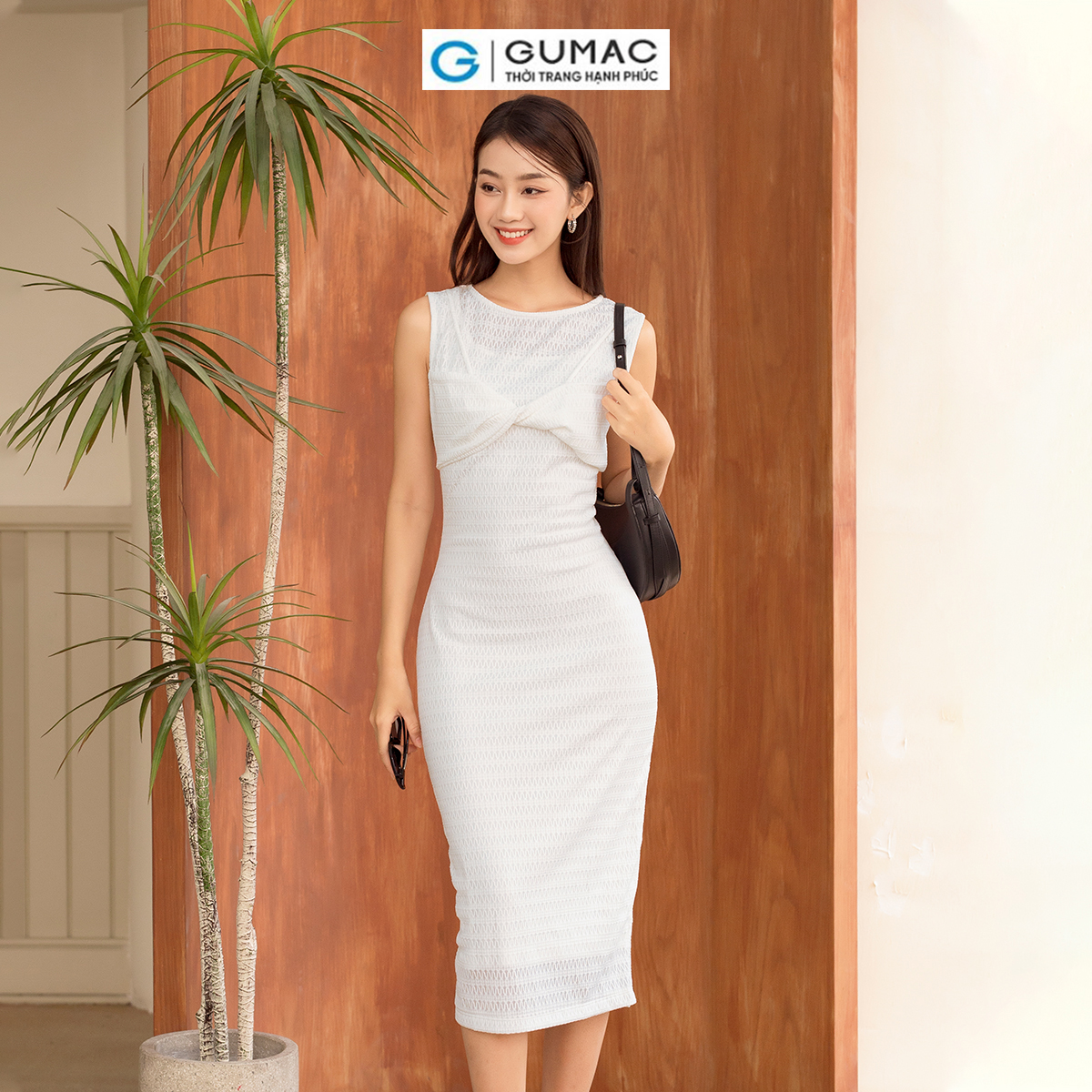 Đầm body không tay kiểu xoắn ngực thanh lịch sang trọng thời trang GUMAC DD05034
