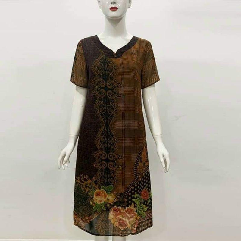 ĐẦM SUÔNG IN HỌA TIẾT HOA HỒNG