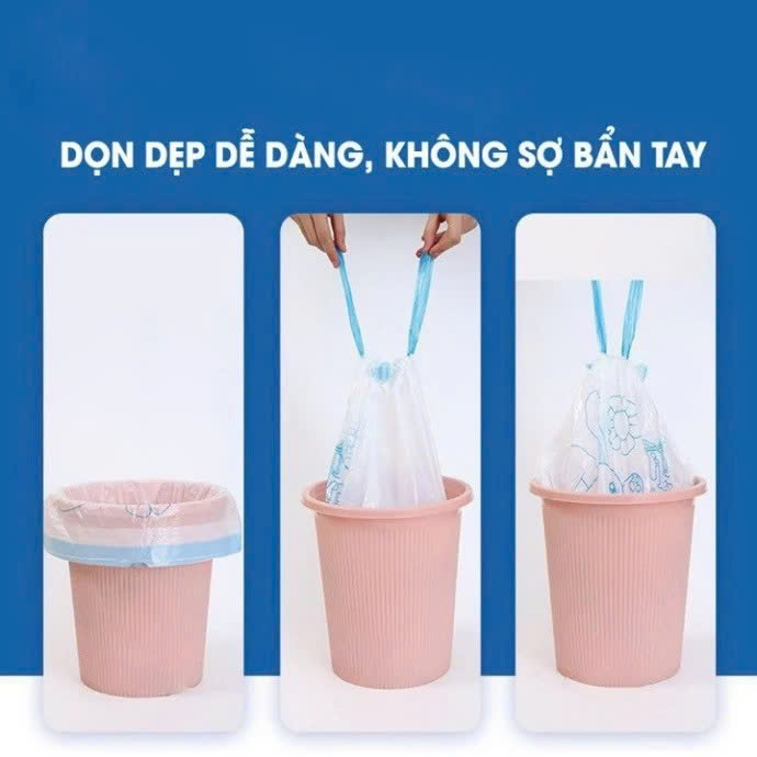 Túi Đựng Rác Cuộn 100 Túi Có Dây Rút 45x50cm – Loại Siêu Dày 360gr / Mỏng 250gr – Nhựa PE Dai Chắc Chắn, Chống Rò Rỉ Nước - HÀNG CHÍNH HÃNG MINIIN