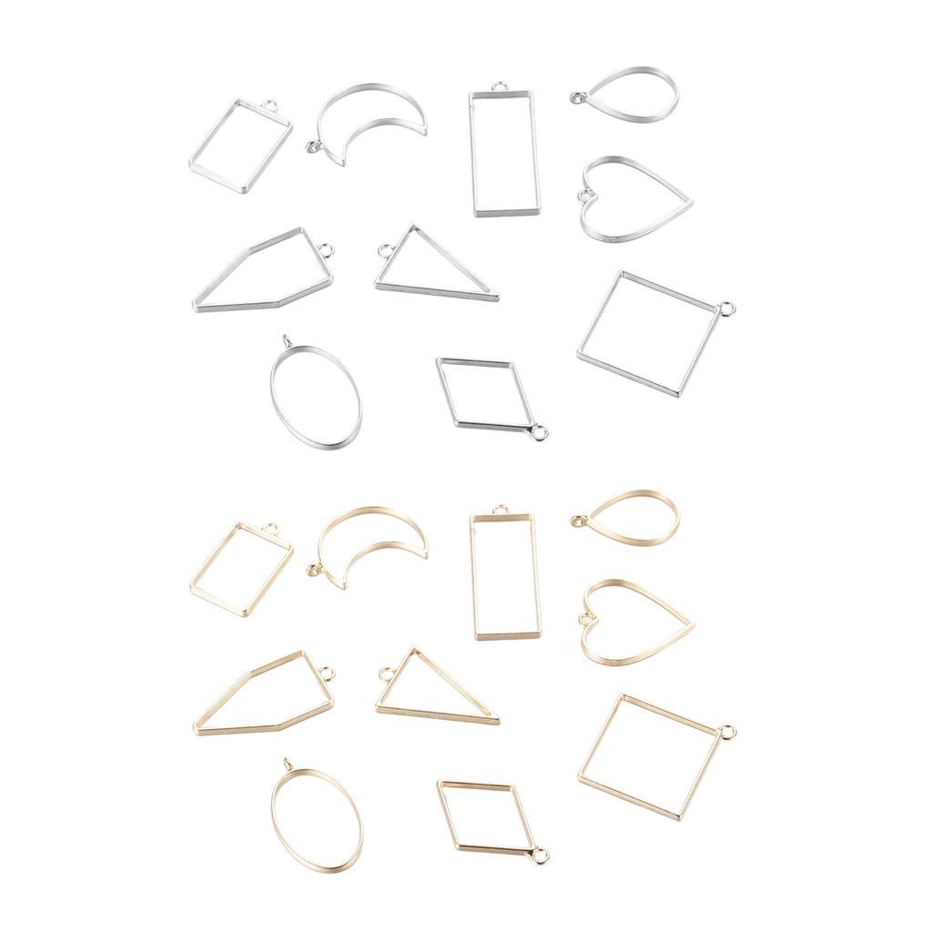 10x Geometric Hollow Charms Pendants Hanging Necklace DIY Jewelry Making