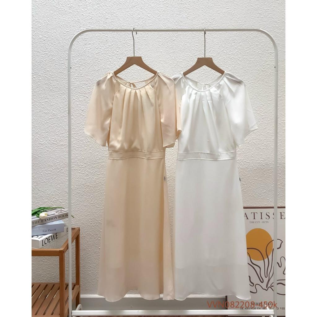 Váy dáng dài cổ tròn hai chữ v tay lửng hàng thiết kế vvn082208 by germe