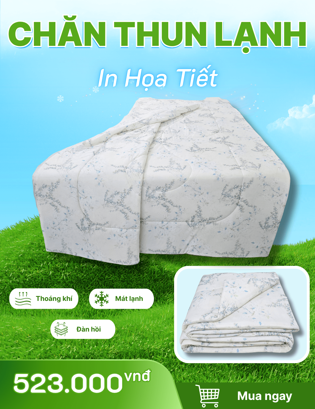 Chăn chần Thun Lạnh 180x200 in Họa Tiết