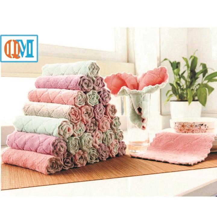 Khăn lau đa năng, lau bếp ,bát đĩa, cốc chén thấm nước tốt chống dính dầu mỡ, nhanh khô 2 mặt loại to