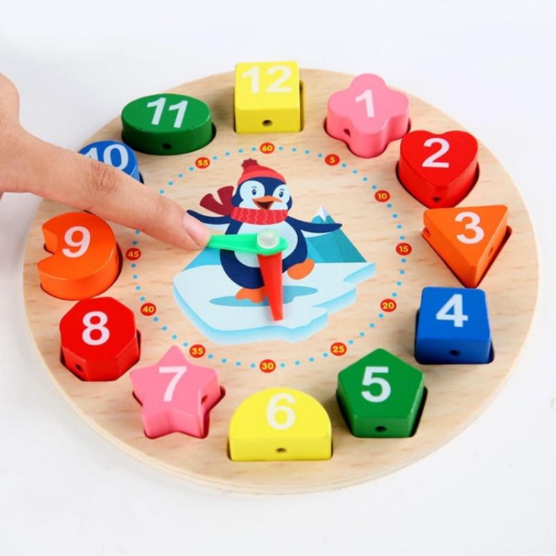 Đồng hồ gỗ xâu hạt ba chiều, đồ chơi giáo dục sớm phát triển trí tuệ kỹ năng cho trẻ Xu Xu Kids