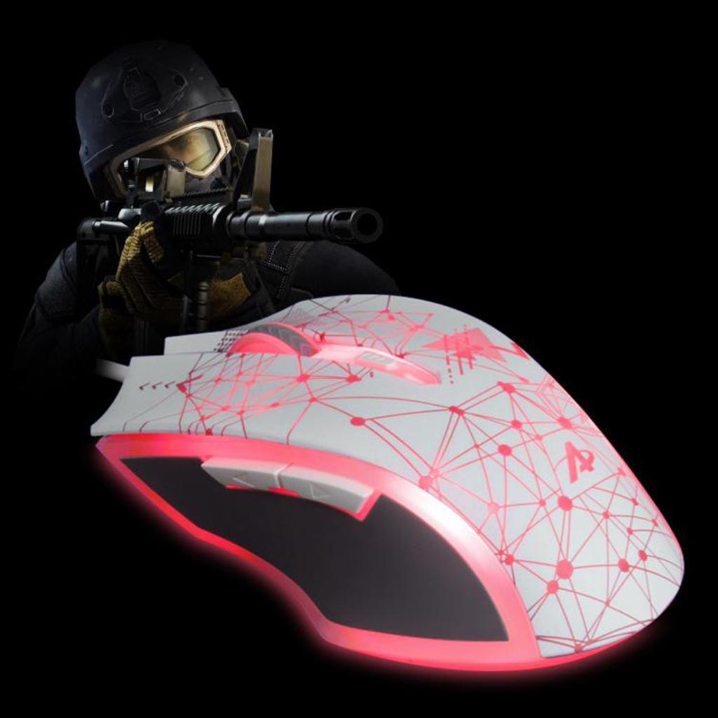 AJ119 USB Wired Gaming Computer Mouse 6 Button 3200DPI Mice for PC White