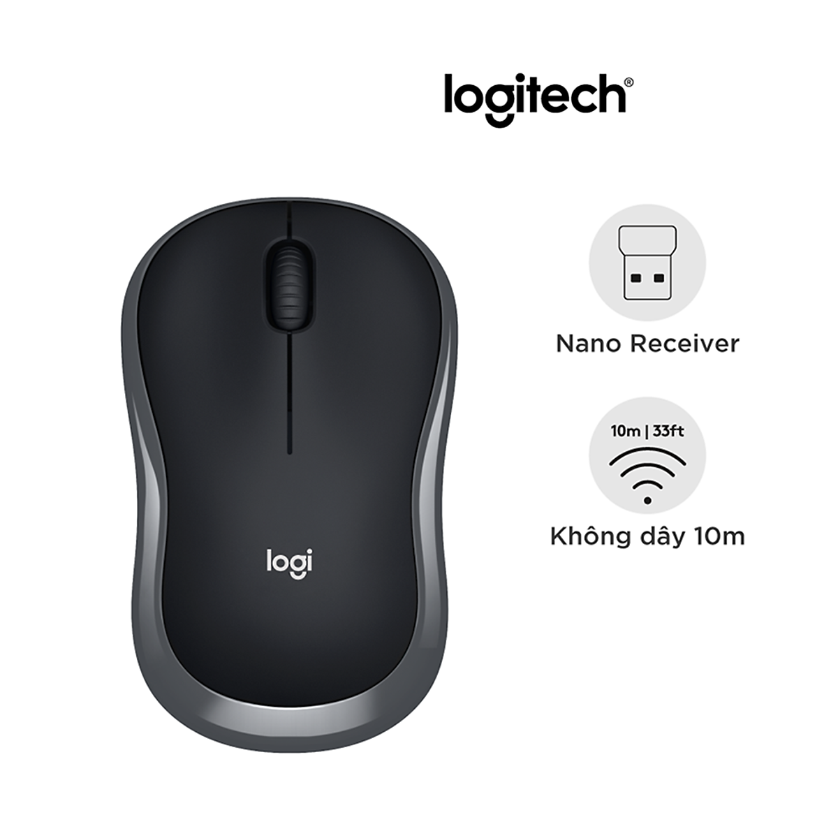 Chuột Không Dây Logitech B175 - Đầu Thu Usb 2.4Ghz, Pin 1 Năm, Nhỏ Gọn, Thiết Kế Thuận Cả 2 Tay, Phù Hợp Pc Laptop - Hàng Chính Hãng