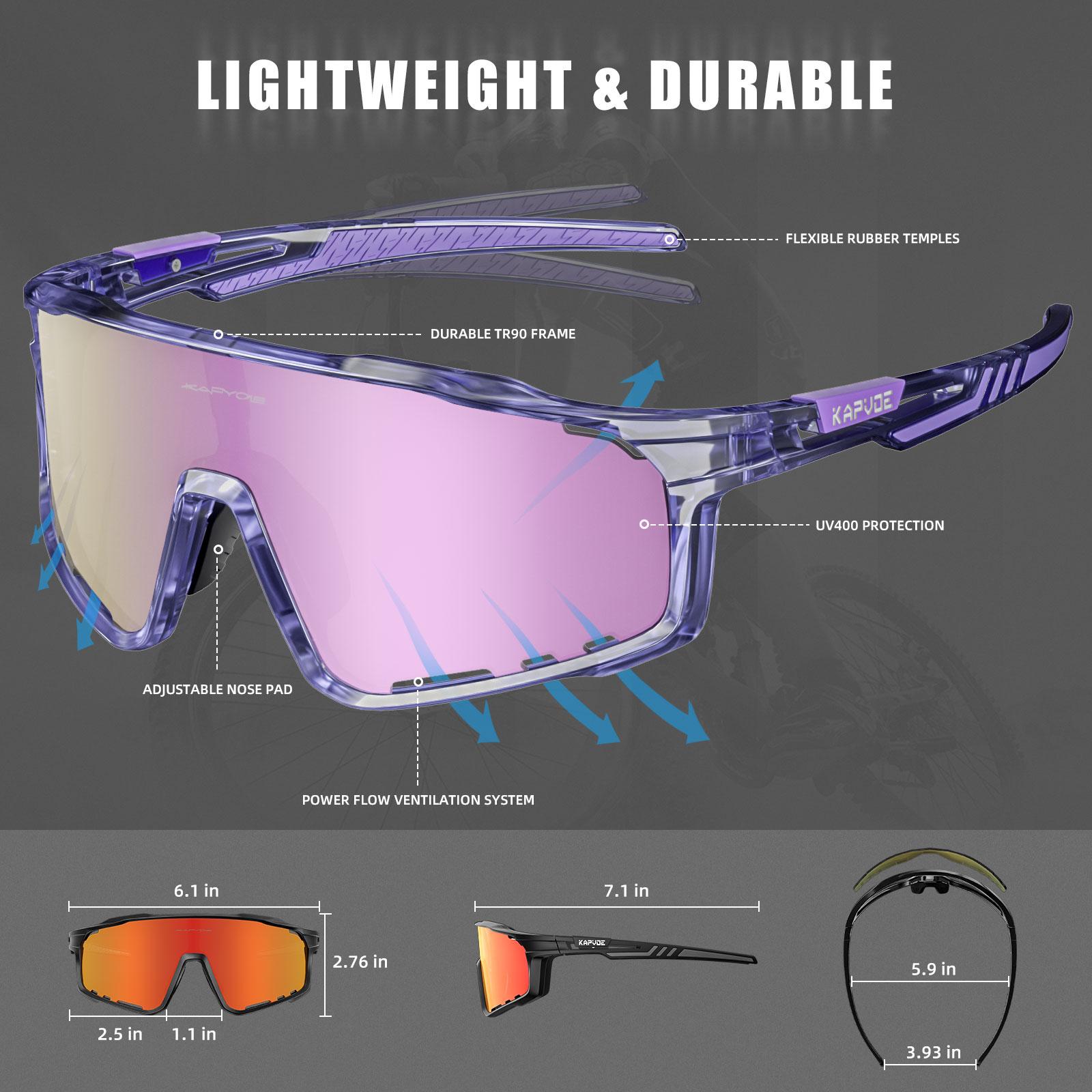 Kính râm đi xe đạp KAPVOE UV400 Kính đi xe đạp MTB Kính thể thao nam Chạy bộ Drving Kính đua xe đạp Kính nữ Kính 1 ống kính Color: 08 Lenses Color: 1lens no box