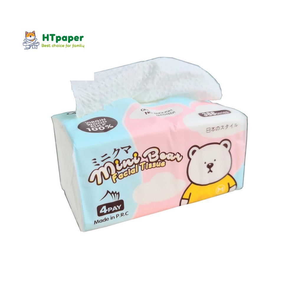 COMBO 10 gói Khăn Giấy Rút Mini Bear gói 300 tờ x 4 lớp - HTpaper