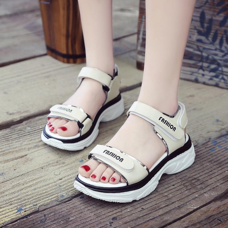 Giày Dép Nữ SANDAL Fashion quai ngang dán, đế cao tôn dáng DSD02