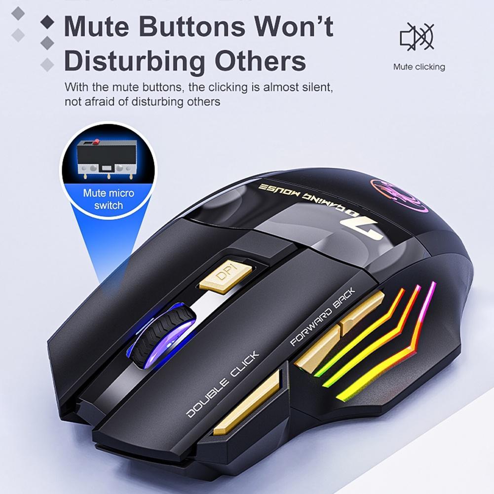 Chuột không dây sạc điện 2.4ghz với 7 nút bấm dùng để chơi game trên máy tính/ laptop