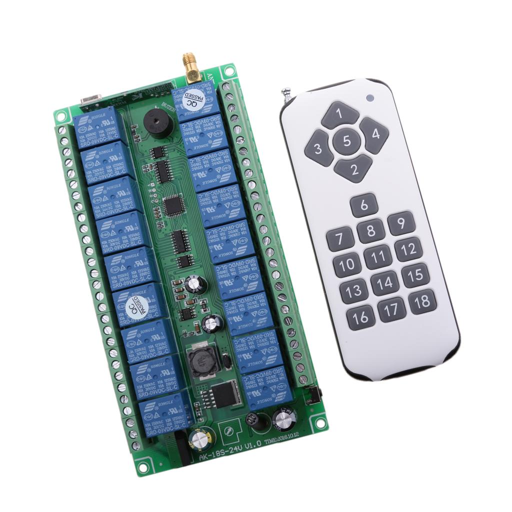 18CH DC 12V-24V Wireless Remote Control Relay Switch Transceiver &Receiver
