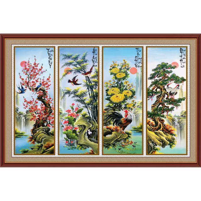 Tranh dán tường HD Xuân Hạ Thu Đông HUD0110 KT 100 x 60 cm