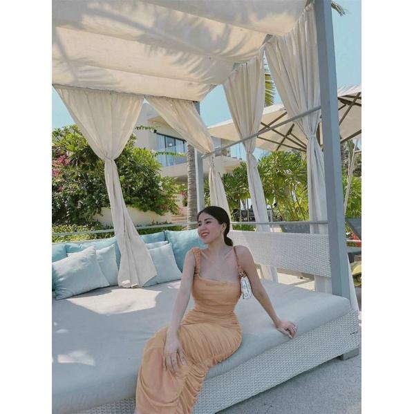 Đầm body lưới nhún 1 vai