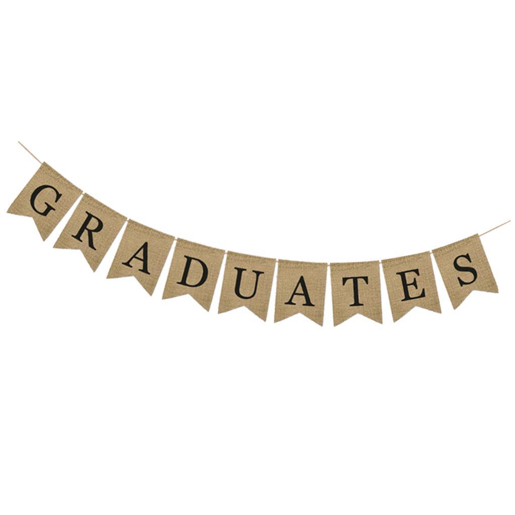 Burlap Grad Banner Decoration Sign 2019 Graduation Party Supplies