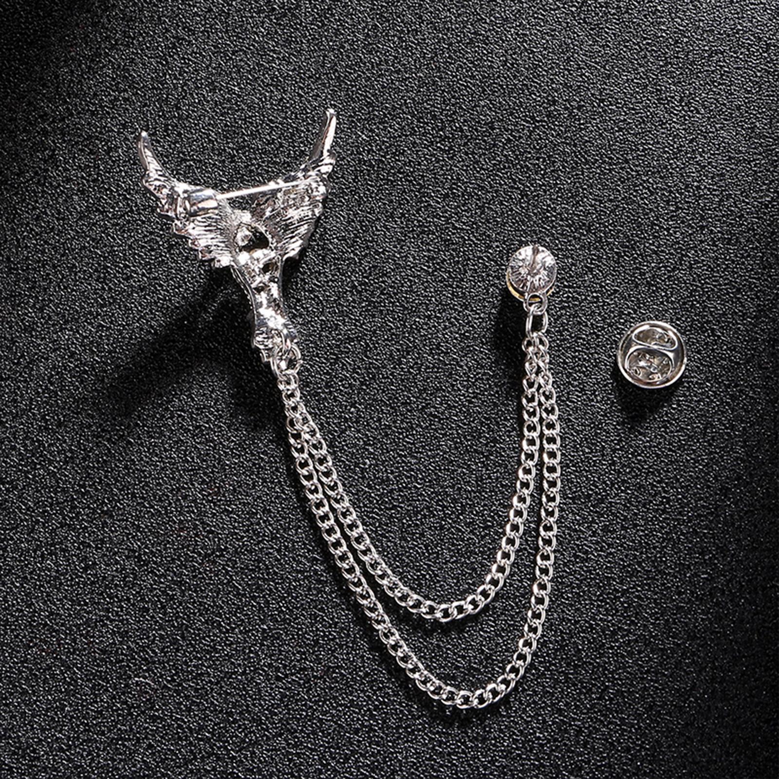 Suit Brooch with Chain Lapel Badge Fashion Scarf Pins Men's Lapel Brooch Alloy Angel Wing Brooch Pin for Dress Shirts Jewelry