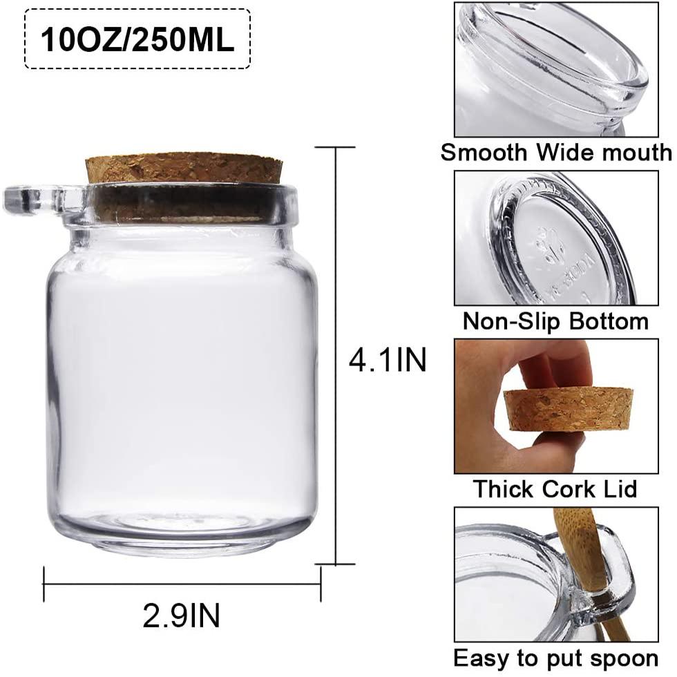 10Oz Thủy Tinh Nhỏ Lưu Trữ Bình Với Nút Chai Nắp Và Thìa Sữa Chua Hộp Đựng Tủ Đựng Thức Ăn, Bé, Thức Ăn phòng Tắm, Gia Vị Mật Ong, Tự Làm