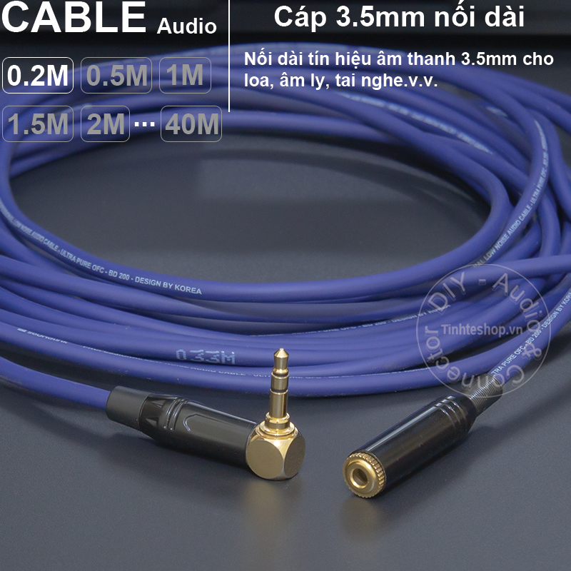 Cáp âm thanh 3.5 nối dài DIY 0.2 đến 40 mét - 3.5mm stereo extension cable