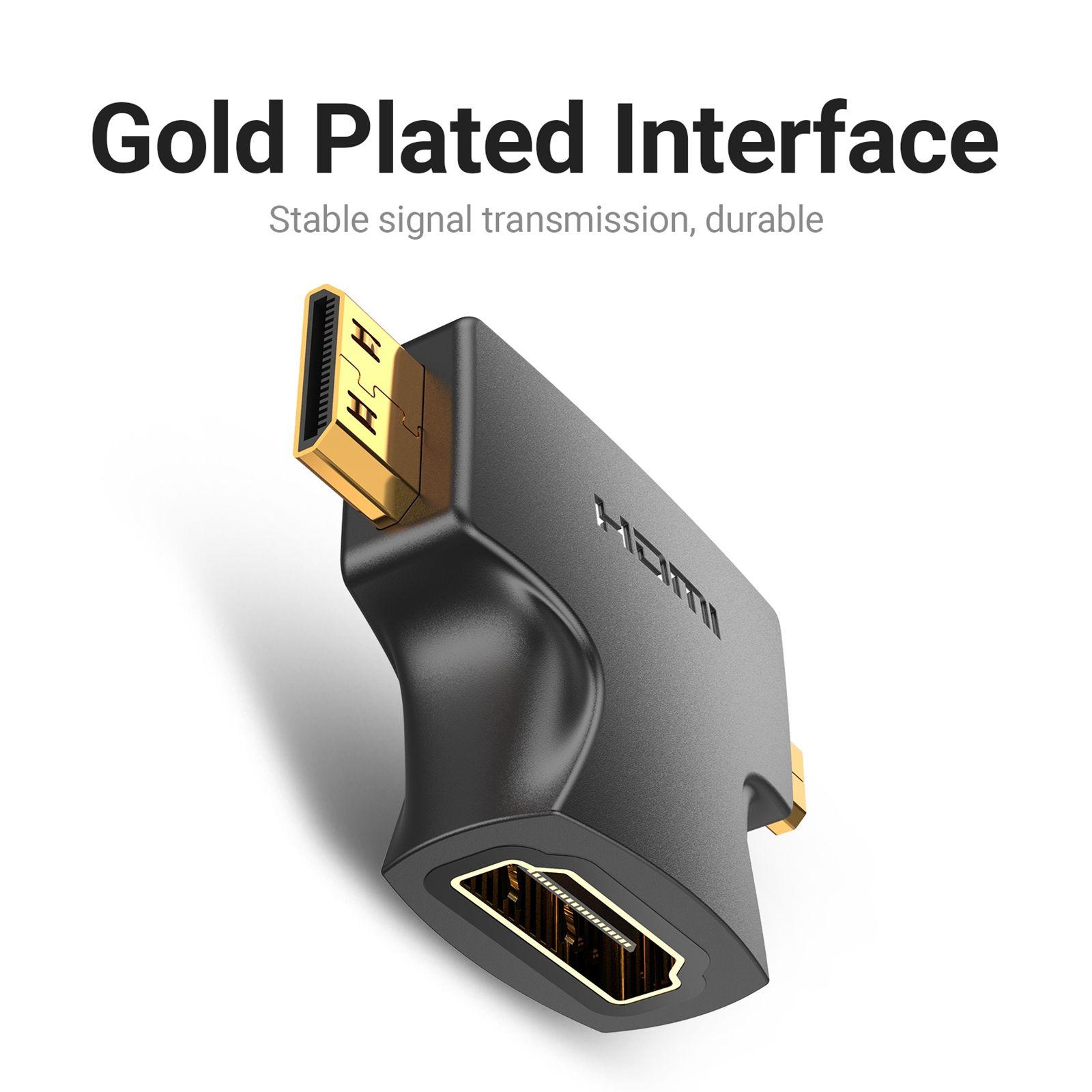 2 in 1 Mini HDMI & Micro HDMI Male to HDMI Adapter for Tablet Camera DSLR