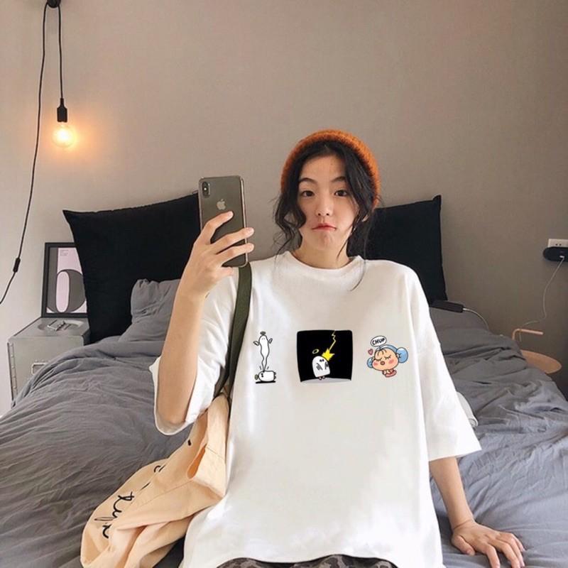 Áo Thun Tay Lỡ Form Rộng Unisex Nam Nữ Phong Cách Hàn Quốc Ulzzang