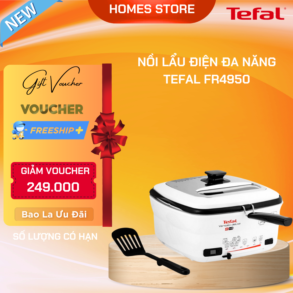 Nồi Lẩu Điện Đa Năng Tefal FR4950 - Nhập Khẩu Đức Chiên Xào Rán Dung Tích 2 Lít Công Suất 1600 W - Hàng Nhập Khẩu