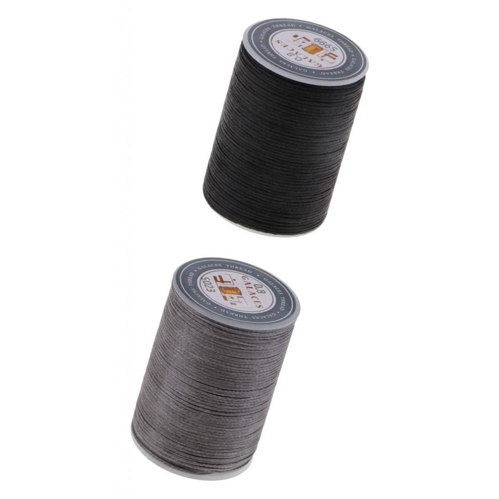 2 Rolls 150D Flat Polyester Waxed Thread for Leather Craft DIY