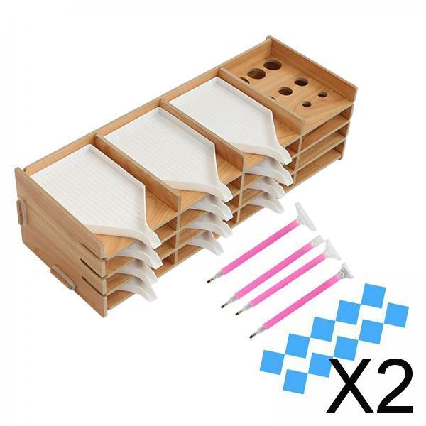 2x5D Diamonds Painting Tools Accessories Kits Wood Rack 12 Tray