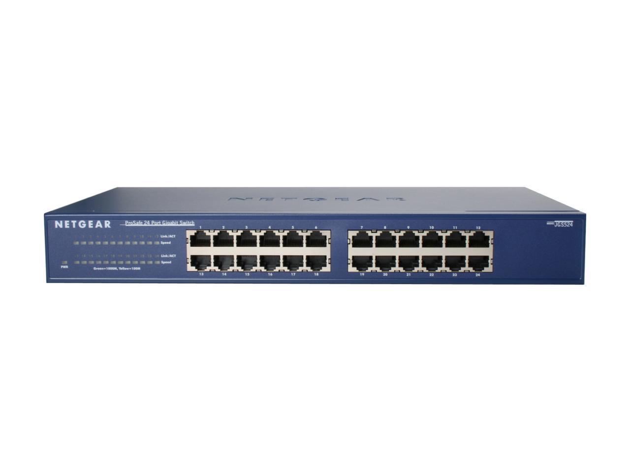 Bộ Chia Mạng Gắn Rack 24 Cổng 10/100/1000M ProSAFE Gigabit Ethernet Unmanaged Switch Netgear JGS524 - Hàng Chính Hãng