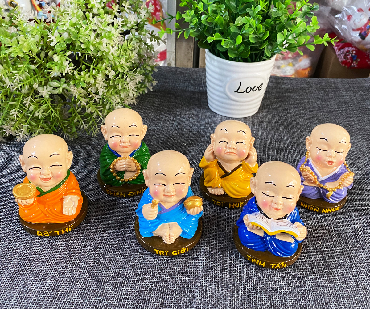 Bộ 06 tượng Lục Độ kèm chân đế ngang 06 ô