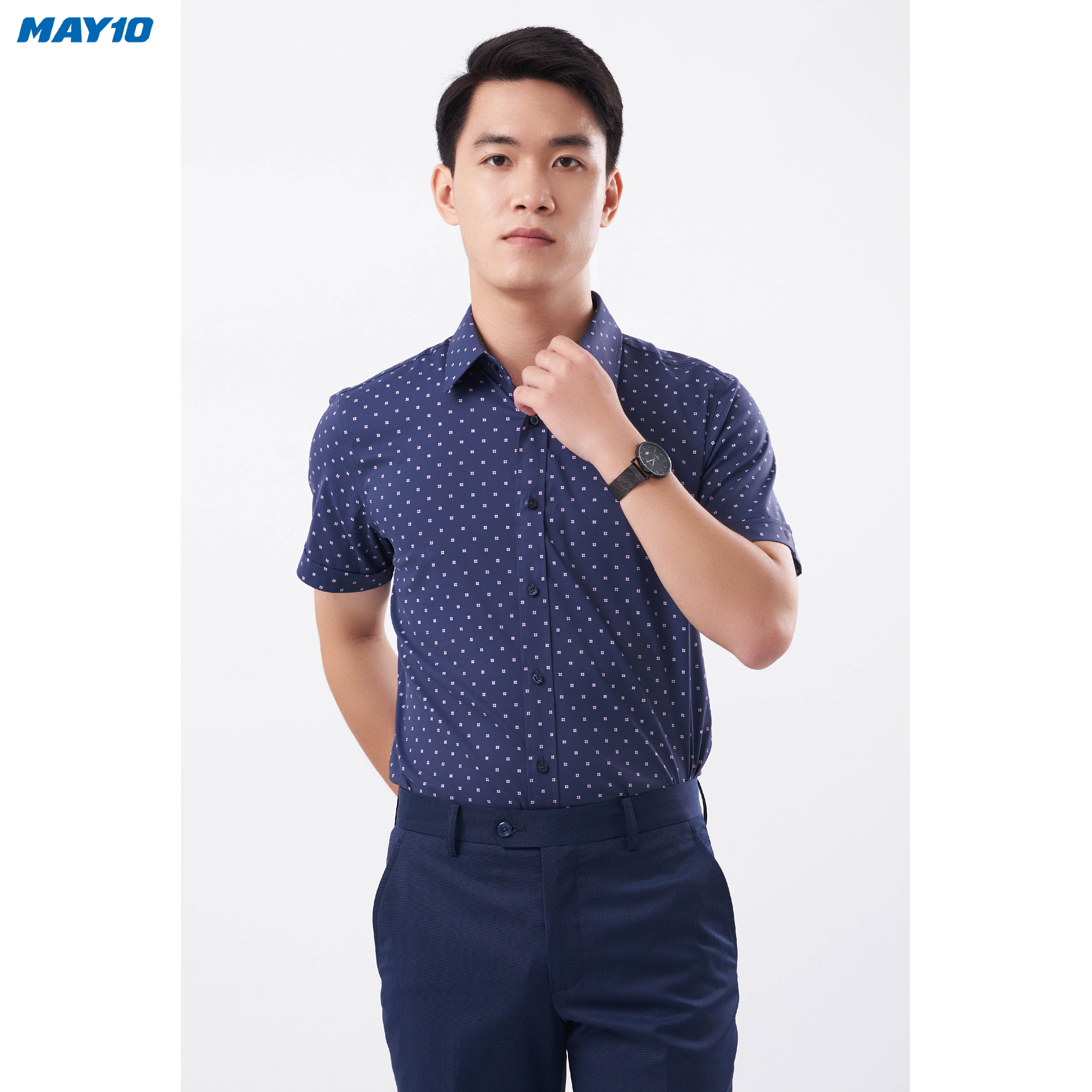 Sơ mi nam cộc tay May 10 form SlimFit mã 010121135 349