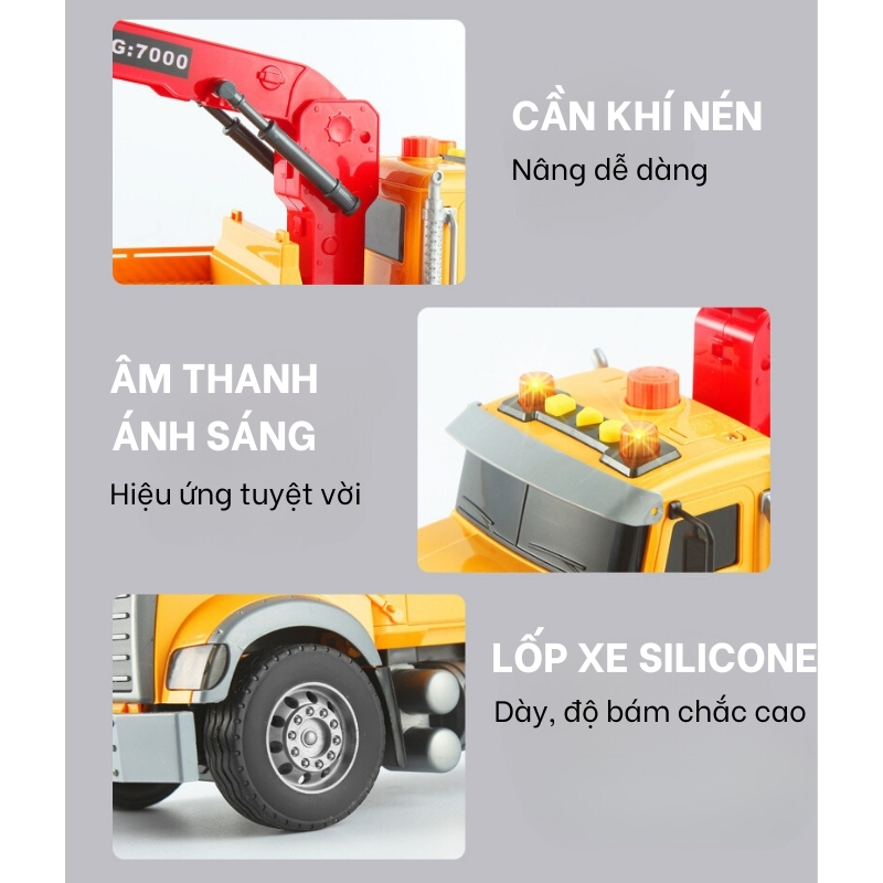 Xe Cứu Hộ Đồ Chơi Cỡ Lớn Cho Bé, Xe Cần Cẩu Cứu Hộ Ô Tô Giao Thông Có Đèn Nhạc
