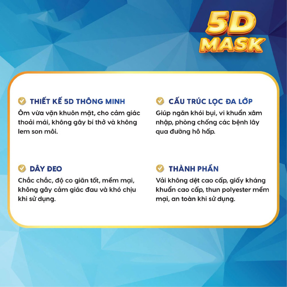 Combo 50 khẩu trang 5D tiêu chuẩn y tế 3 lớp DC MASK