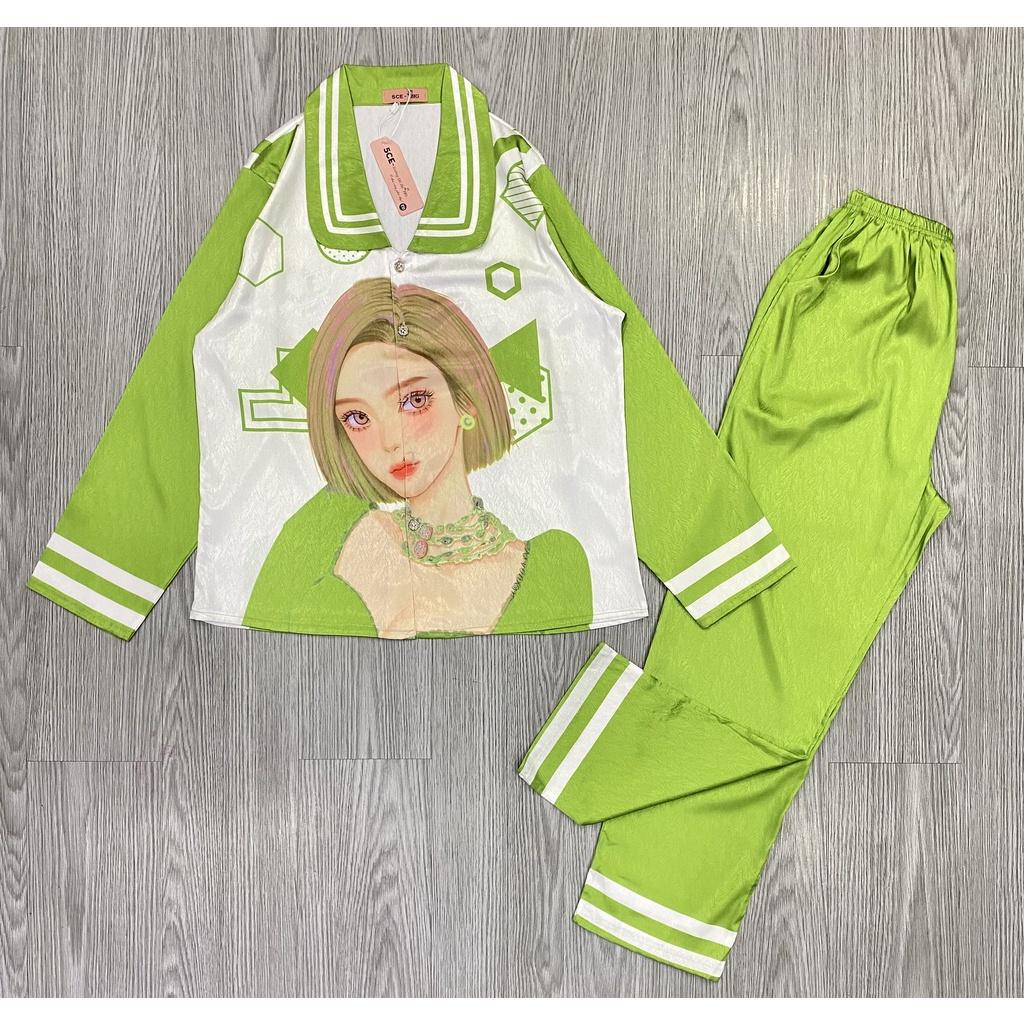 Đồ Bộ Pyjama lụa xước ánh kim cao cấp chuẩn loại 1
