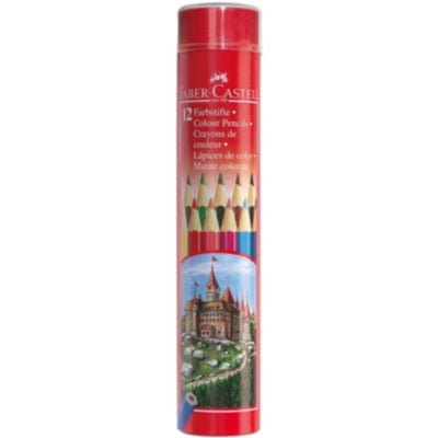 Chì Màu Lục Giác Castell-115826 -12 Màu Dài (Hộp Thiếc Tròn) Faber Castell