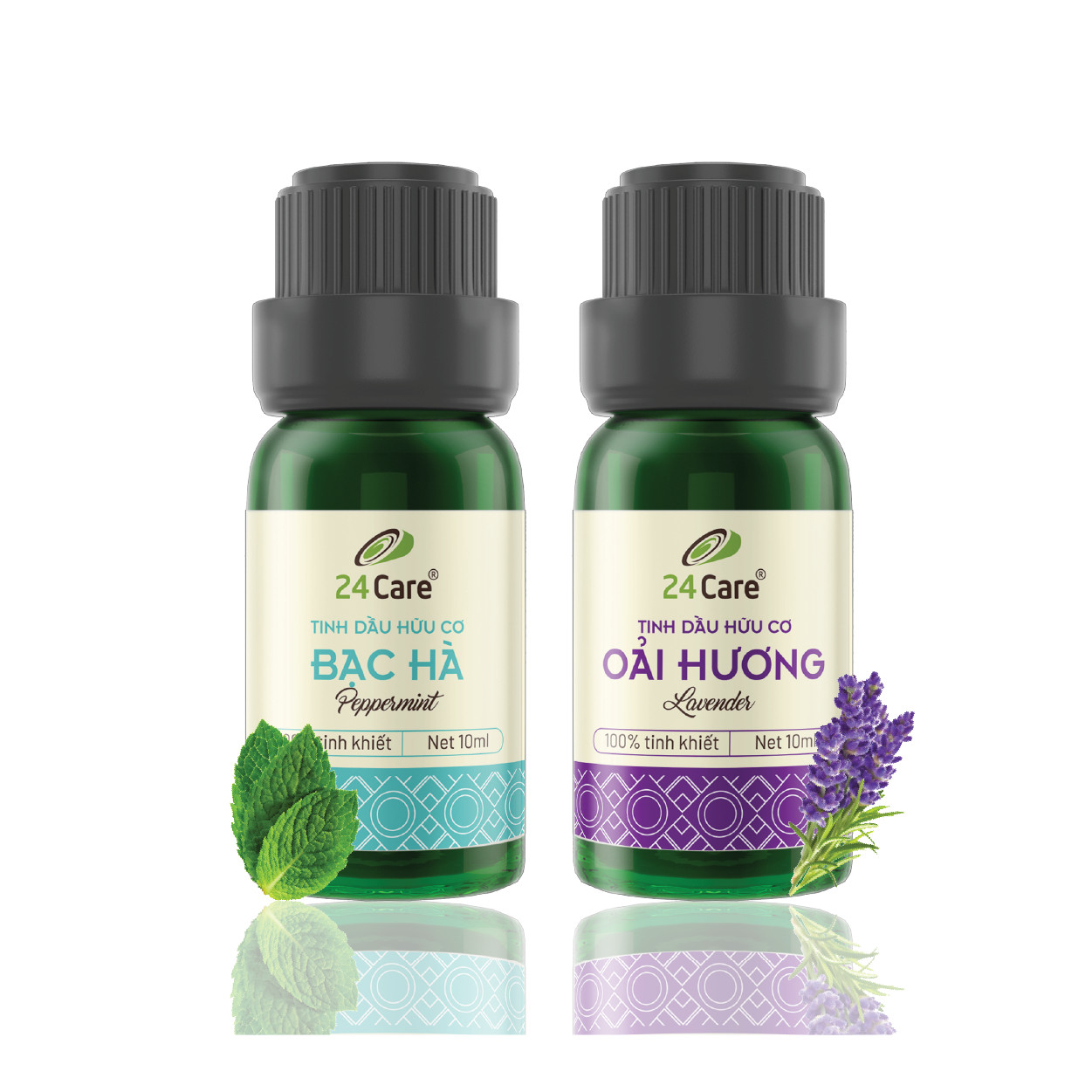 Combo 2 Tinh dầu Bạc Hà + Oải Hương 24Care 10ml/Chai