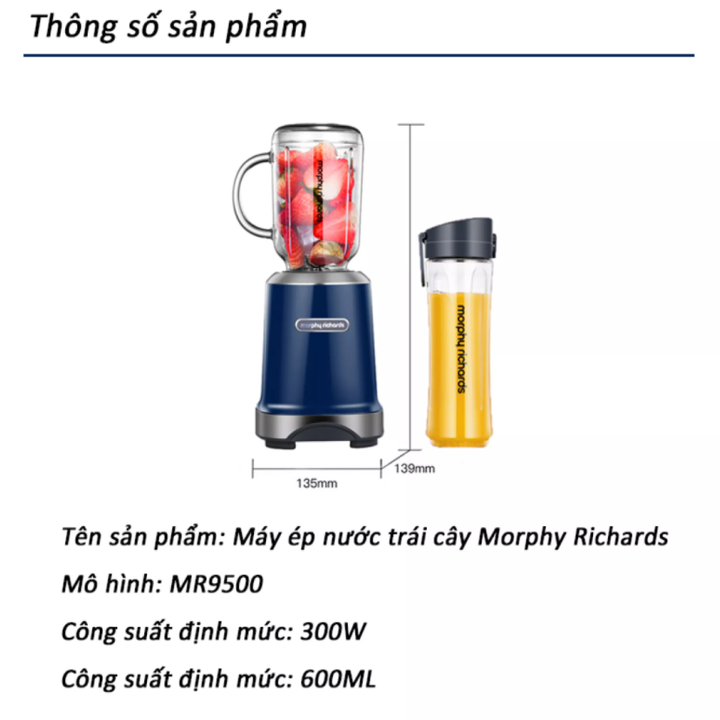 Máy Xay Sinh Tố 2 Ly Morphy Richards (300W) MR9500 - Xanh - Hàng Chính Hãng