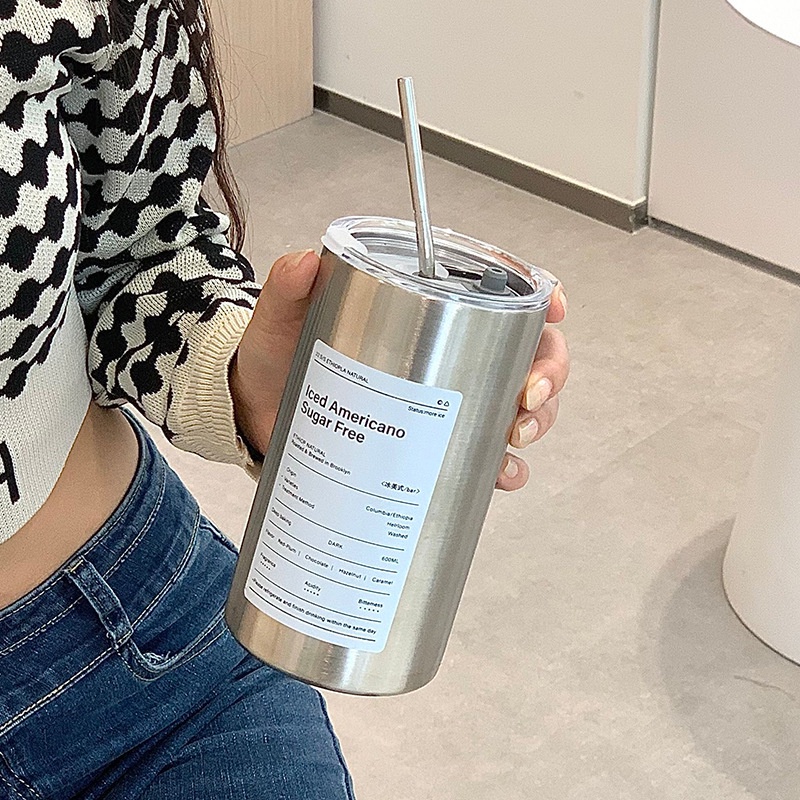 Cốc giữ nhiệt có ống hút, ly giữ nhiệt 600ml, chất liệu inox 304 chống gỉ, đảm bảo an toàn khi sử dụng hằng ngày