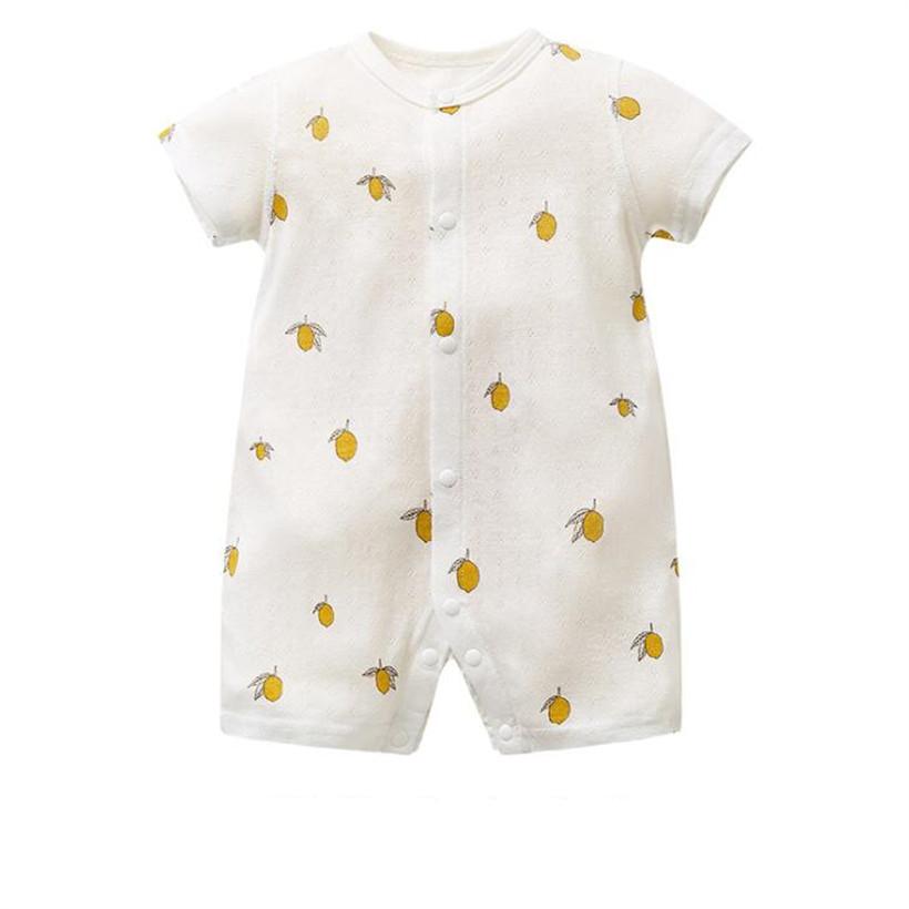Mùa Hè Cho Bé Romper Áo Liền Quần Cho Bé Sơ Sinh Chanh Cotton Siêu Mềm Cho Bé Gái Onesie Tập Đi Bé Trai Jumpsuit Đồ Ngủ Quần Áo Áo Liền Quần
