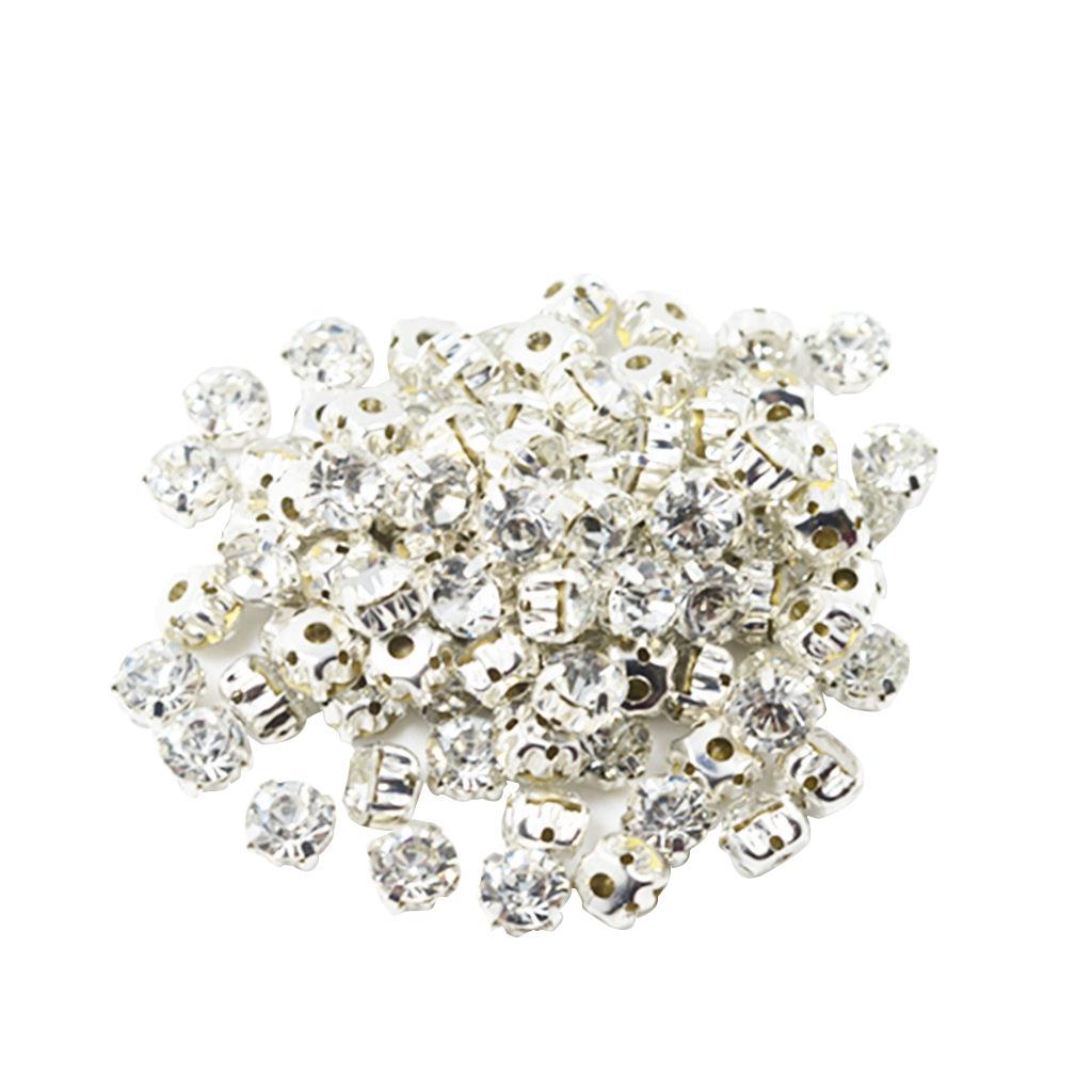 Prettyia 200pcs Sew On Crystals Rhinestone Faceted Beads Embellishment 7mm