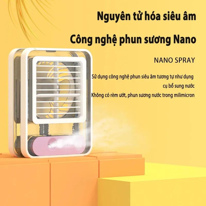 Quạt phun sương D899 tạo ẩm mini để bàn, sạc usb tích điện có đèn led