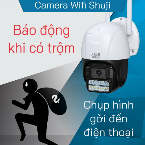 Hình ảnh Camera Wifi không dây SHUJI UH725D - Ban đêm có màu - Báo động hụ còi bật đèn khi có trộm đột nhập - 4.0MP cho hình ảnh đẹp gấp đôi Full HD1080 - Hàng chính hãng