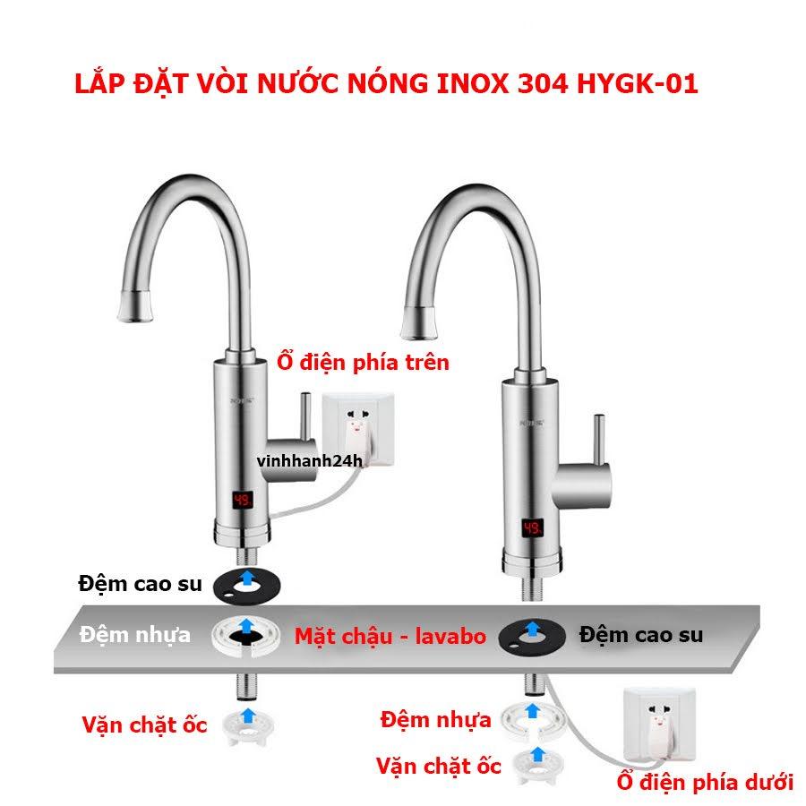 Vòi nước nóng ngay tức thì, chất liệu inox 304, vòi nước mềm có thể bẻ đi các hướng