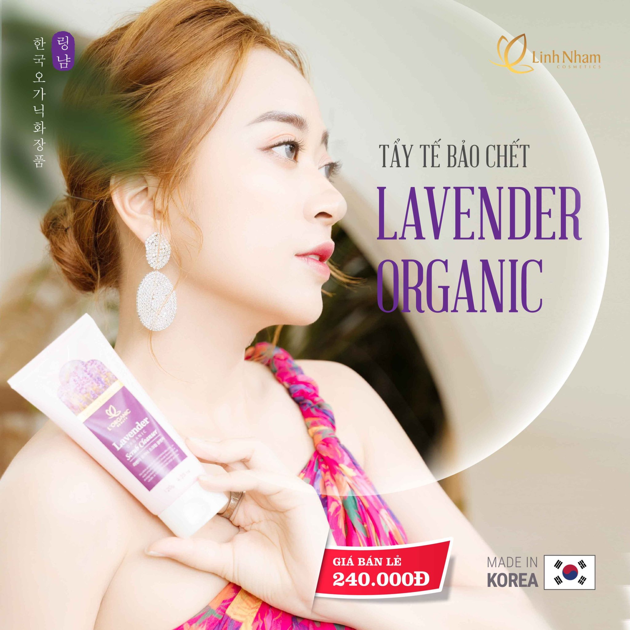 Gel Tẩy Tế Bào Chết Lavender Organic Linh Nhâm (LAVENDER ORGANIC SCRUB CLEANSER) 120g, Giảm Mụn Trứng Cá, Không làm Khô Da