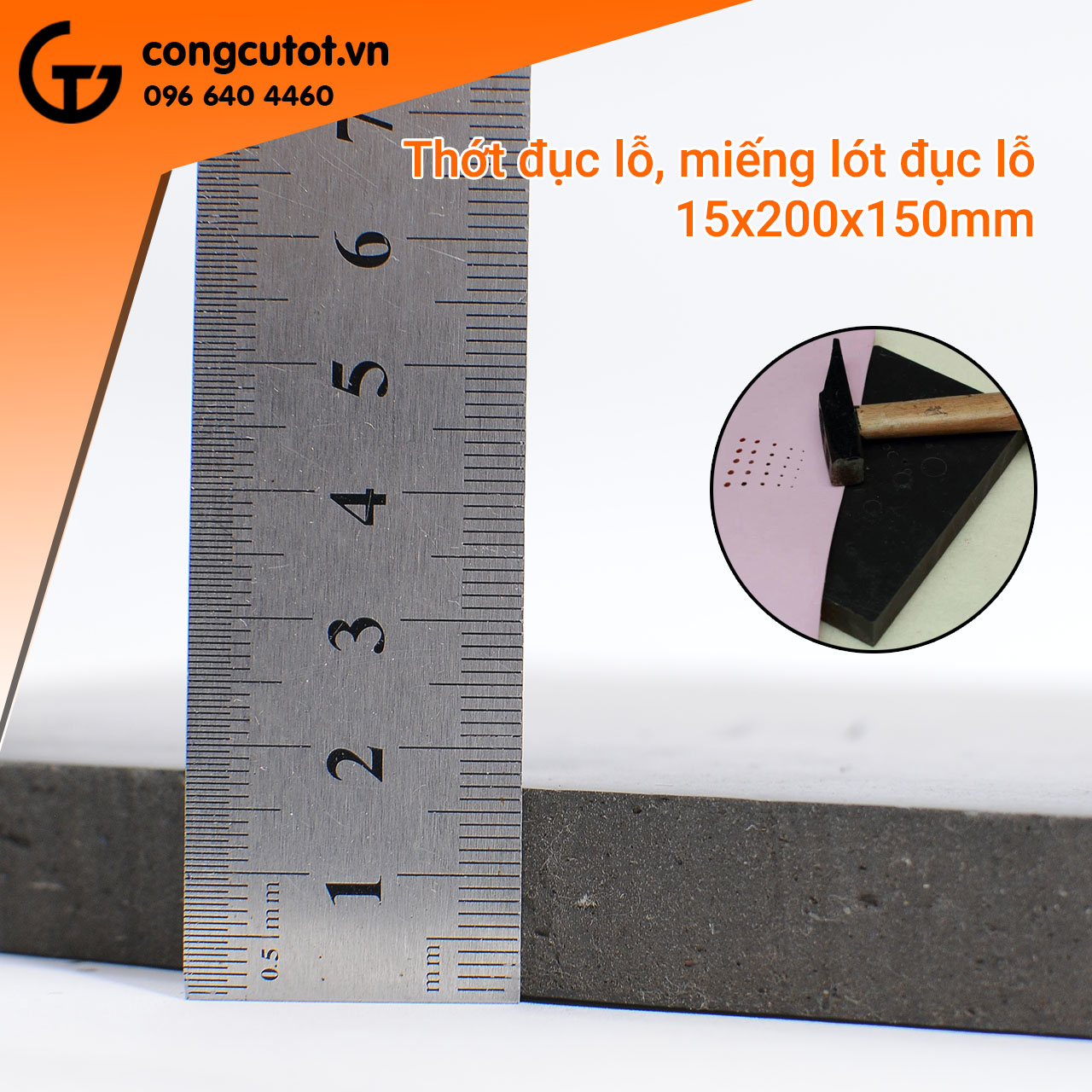 Thớt đục lỗ, miếng lót đục lỗ 15x200x150mm nhựa
