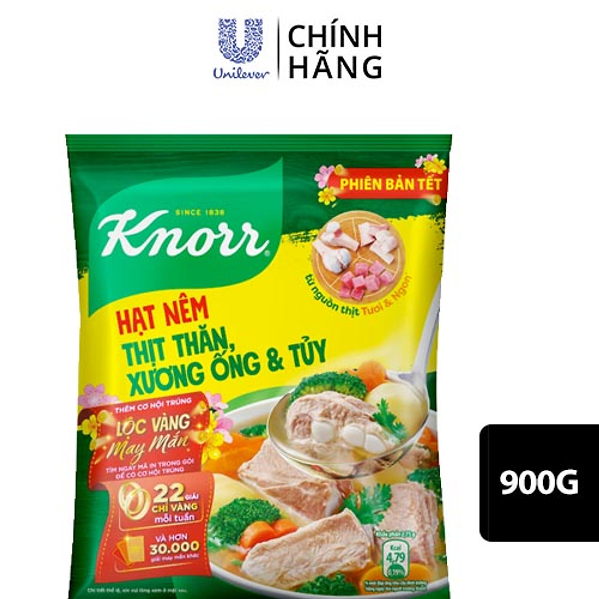 Hạt nêm Knorr Thịt Thăn, Xương Ống Và Tuỷ 900g